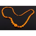 A graduated amber coloured bead,