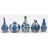 A group of Chinese blue and white wares: including a hookah base painted with panels of tree