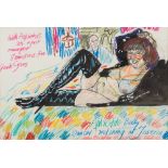 * John Randall Bratby [1928-1992]-
Aphrodite Belly Dancer reclining at Taverna:-
signed and