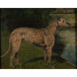 English School-
An Irish deerhound, a study:-
inscribed on reverse 'Chelmsford 1906, Crusher-Duke,