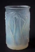 A Lalique vase 'Laurier': of cylinder form,