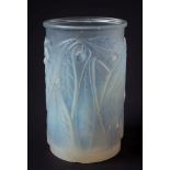 A Lalique vase 'Laurier': of cylinder form,