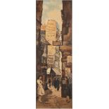 * Max Leon Moreau [1902-1992]-
Parisienne Street Scene:-
signed
oil on canvas
69 x 23cm.