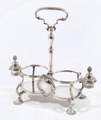 A George II oil and vinegar cruet stand, maker T.