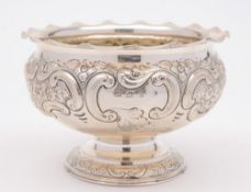 A Victorian silver rose bowl, maker Barker Bros, Birmingham,