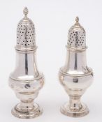 A George III silver pepper pot, no maker's mark, London, 1790:, of traditional design,