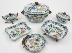 A Davenport Stone China dinner and dessert service: printed and over enamelled in the Imari palette