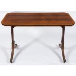 A Regency rosewood and satinwood crossbanded library table in the manner of Gillows:,