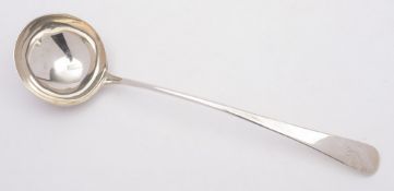 A George III silver old English pattern soup ladle, maker's mark worn, London, 1772:,