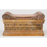 A 19th century Italian Siena marble Grand Tour model of Scipio's tomb: the scroll end lift-off top