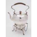 A George V silver tea kettle, stand and burner, maker Thomas Bradbury & Sons Ltd, London,