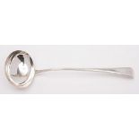 A George III silver Old English and thread pattern soup ladle, maker Solomon Houghman, London,