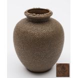 A Chinese stoneware vase: of ovoid form, decorated with a 'scaly' glaze imitating shagreen,