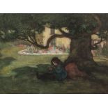 Attributed to Robert James Enraght Moony [1879-1946]-
Under the Tree:-
watercolour
27 x 36cm.