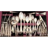 A matched silver Kings pattern flatware service, various makers and dates: initialled,