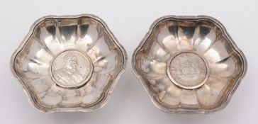 A pair of George III silver salts, maker's mark worn possibly Peter & Ann Bateman, London,
