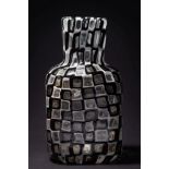 A Venini 'Occhi' vase by Tobia Scarpa: of square bottle shape formed from dark amethyst,