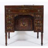 An early 19th Century mahogany, inlaid and decorated enclosed washstand:,