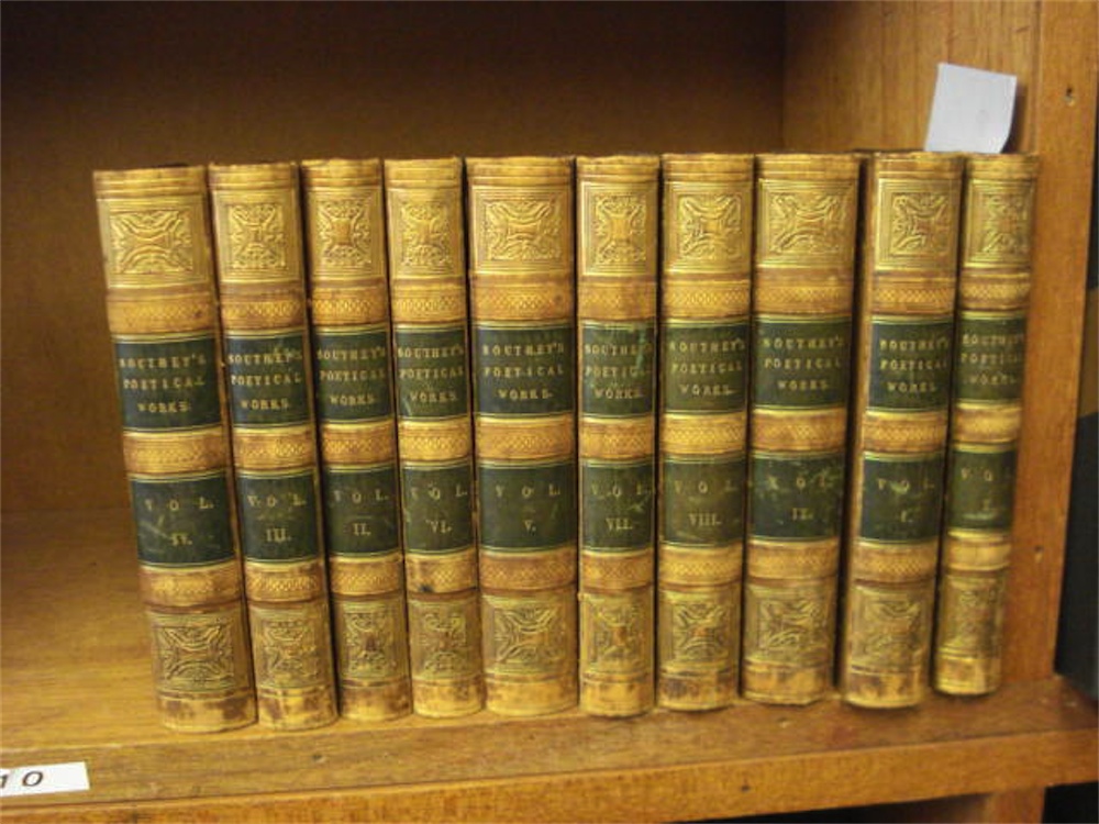 SOUTHEY, Robert - The Poetical Works,: 10 volumes, frontis., vignette title-p.sw, calf gilt, 8vo.