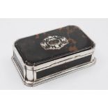 A George V tortoiseshell and silver mounted casket, maker Mappin and Webb, London,