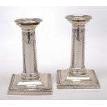 A pair of Edward VII silver desk candlesticks, maker Goldsmiths and Silversmiths Company, London,