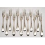 A set of twelve George III Old English pattern silver table forks, maker George Gray,