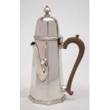 A George V silver coffee pot, maker AS, London, 1912: of octagonal tapering form,