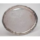 A German 20th century presentation silver tray: inscribed to the reverse,