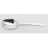 A William III Britannia standard silver trefid spoon, maker John Ladyman, London,