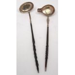 Two Georgian silver toddy ladles:, one with a George III guinea 1801,