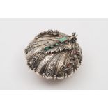 A 19th century Continental silver ring casket: of shell-shaped outline,