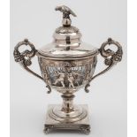 An Austro-Hungarian silver two-handled vase and cover, maker JA: of neo-classical outline,