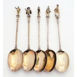 Five Victorian silver novelty spoons, maker John Figg, London,