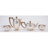 A George VI silver four-piece tea set, maker C.