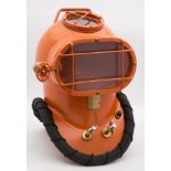 A modern steel shallow water diving helmet by Subaqueous Engineering:, number 'B-05-02',