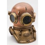 A 12-bolt square brass corselet 'Pearler' diving helmet by Siebe Gorman & Co, London:,