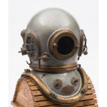 An Admiralty pattern 6-bolt deep diving re-breather helmet by Siebe Gorman & Co , London:,
