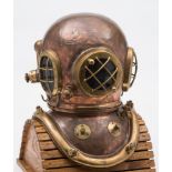 An early 6-bolt self -contained re-breather diving helmet by Siebe Gorman & Co ,London:,