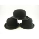 A black felt Bowler hat by Locke & Co.