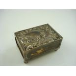 A silver matchbox cover with stag decoration, maker Chrisford & Norris Ltd, Birmingham 1905, 1oz:.