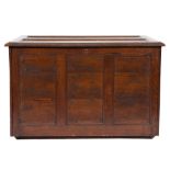 A 19th Century oak silversmith's / jewelers trunk:, of panelled construction,