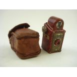A red Bakelite Cornet Midget camera in case:..