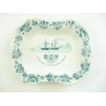 A green transfer City of Dublin Steam Packet Company vegetable dish by Cauldon:,