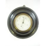 A late 19th century ebonised circular aneroid barometer for Bute Docks by William Weichert,