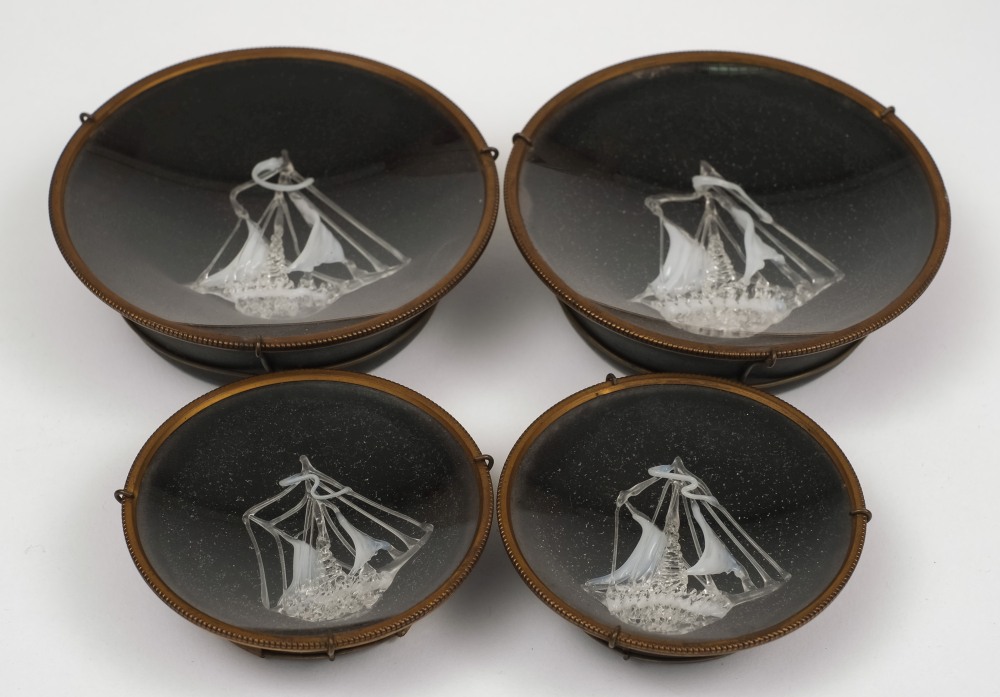 A group of four Victorian framed glass nautical themed friggers:,