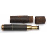 A leather bound three draw telescope by J H Steward, London:, signed to tube as per title,