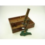 A Victorian lacquered brass botanists monocular microscope:, unsigned,