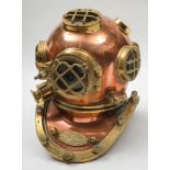 A copper and brass decorative Morse style MKV diving helmet:, with guards to windows,