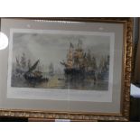 David Law after Oswald Brierly- Armada Battle Scenes:- a pair of coloured engravings,