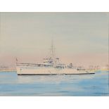 * Eric Erskine Campbell Tuffnell [1888-1978]- H.M.S. Falmouth:- signed watercolour 18 x 23cm.